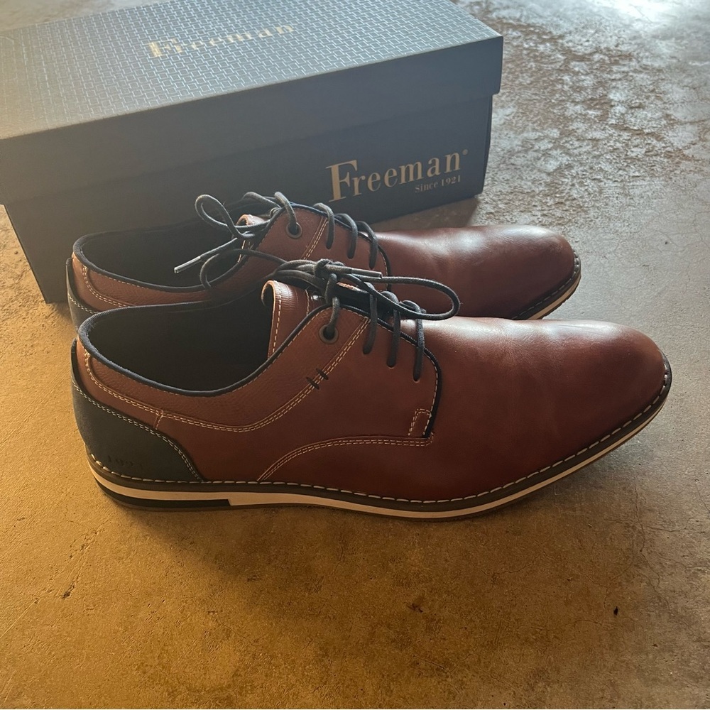 Freeman Morgan Memory Foam Men's Oxford Dress Shoes Brown Blue Size 11 M - Picture 5 of 8